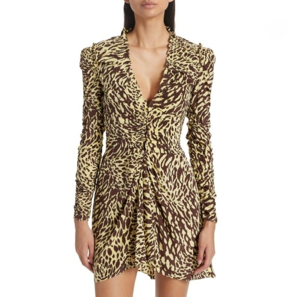 ❤️SPECIAL❤️NWT. A.L.C. Marcie Animal-Print Silk-Blend Minidress